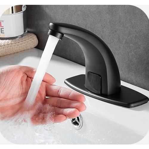 MTTUZK Deck Mounted 59# Brass matte Black Automatic Sensor Faucet Bathroom Basin Touchless infrared Faucet Hot Cold Sensor Tap