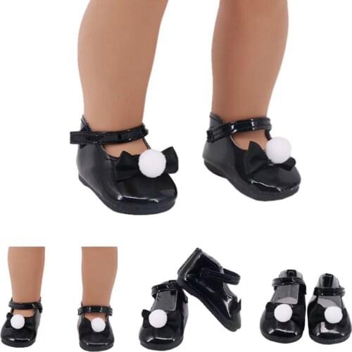 New Pattern Fashion Small Black Leather Shoes Fit 18 Inch American & 43 Cm Baby New Born Doll Accessories Generation Girls Toy