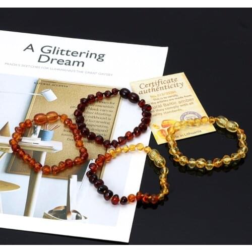 Genuine Baltic Amber Teething Bracelet Raw and Anklet Baby Beads for Teethers