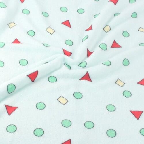 Fabric Flannel Warm Fleece Double Faced Material Geometry Print Pajamas Bath Bubble Home Wear
