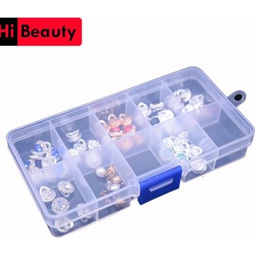 10 Grid Plastic Transparent Jewelry Medicine Pills Nail Art Tips Storage Showing Organizer Container Display Box Case Holder