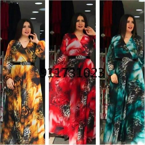 African Print Chiffon Dresses For Women Long Sleeve Evening Gown Plus Size Muslim Fashion Abaya 2021 New Party Ankara Maxi Dress