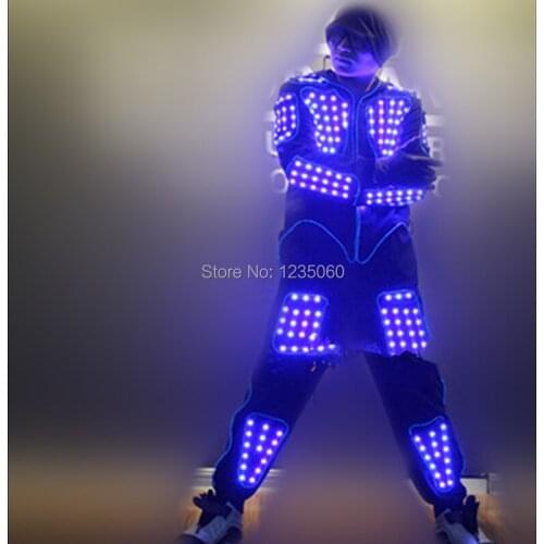 Full Color Led Luminous Men Costume Can Change 7 Colors Performance Wear Clothes Illuminate Led Light Emitting Clothing