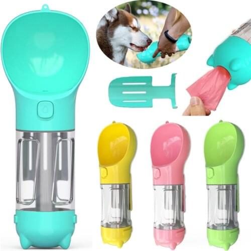 Portable Pet Dog Water Bottle Drinking Bowl Cup Water Dispenser Feeder with Garbage Bag and Poo Shovel for Dog Cat Outdoor
