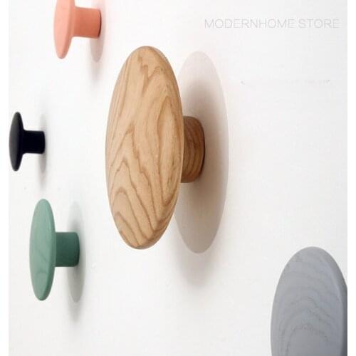 Promotion Modern Nordic Fashion Design Wall mounted Solid Wood Natural Living Room Coat Rack Shelves Storage Hanger 5PCS/SET