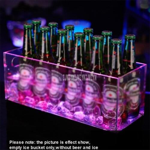 40x15cm 12 Lattice LED Lighting Ice Barrel Transparent Acrylic Champagne Beer Ice Bucket Luminescent For Night Club Bar KTV
