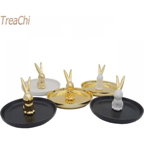 Rabbit Shape Earrings Necklace Ring Storage Tray Creative Dressing Table Jewelry Storage Decoration Desktop Ornaments