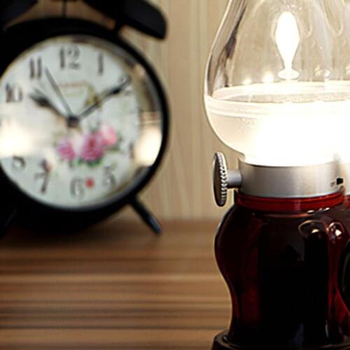 LED Kerosene Lamp Blowing Sensor Control Vintage USB Rechargeable Classic Night Light Dimmable Table Light Bedside Lantern