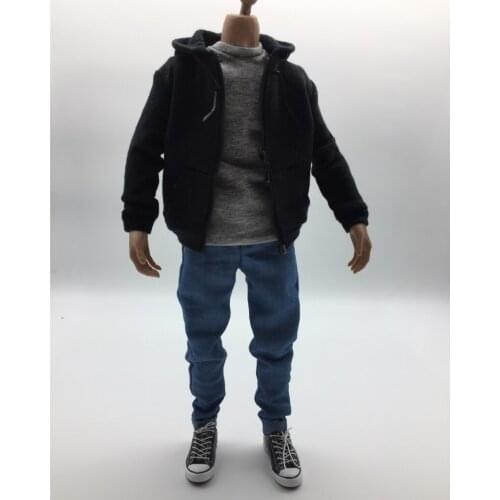1/6 Scale Zip Up Hoodies + Jeans + Canvas Shoes + T Shirt + Belt for 12
