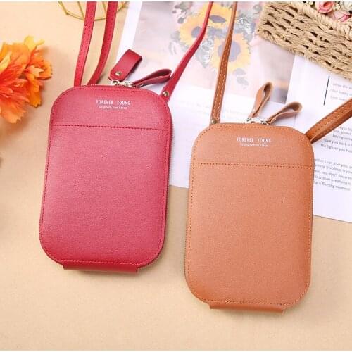 Korean Mini Thin Girl Phone Bag PU Leather Shoulder Bag For Women Card Holder Simplicity Zipper Storage Cross-Body Bag Lady New