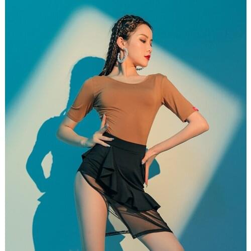 Latin Dance Practice Top Female Tango Dance Shirt Short Sleeve Rumba Clothing Modern Samba Tango Cha Cha Dancing Clothes DWY5802