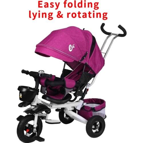 Foldable Childrens Tricycle Bicycle 3 In 1 Baby Stroller Tricycle for Kids Ride on Bike Sit Lie Baby Trolley Jogging Stroller