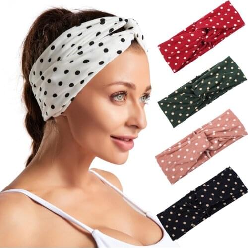 Polka Dot Headbands for Women Girls Yoga Sports Twist Knot Elastic Hair Band Turban Headwrap Winter Headwear Hair Accessories
