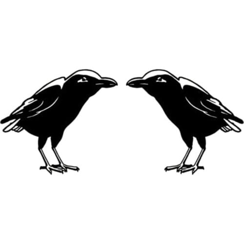 RAVEN BIRD Left and Right Funny Stickers High Quality Car Decoration Personalized Pvc Waterproof Decals Black/white, 14cm*13cm