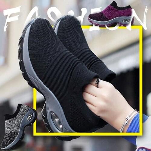 Plus Size Summer Cushioning Running Shoes Woman Sneakers Black Women Platform Sport Shoes Sports Woman Knitted Trainers GME-1755