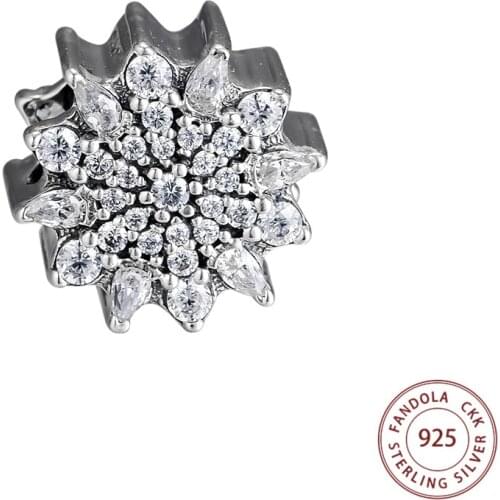 100% Real 925 Sterling Silver Charm Ice Crystal Charms Beads Fits Women Bracelets DIY Original Jewelry