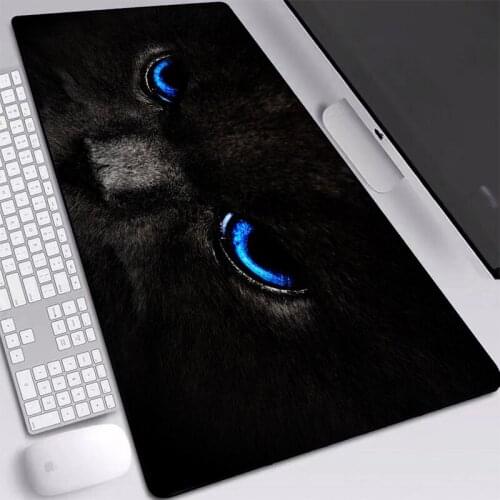 Animal Black Cat Blue Eyes Printed Pad HD Wallpaper Play Mat Big Personality Custom Table Mat Mice Pad for LOL DOTA Playing