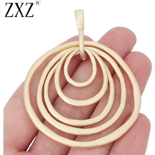 ZXZ 1 Piece Matte Gold Large Hollow Open Circles Charms Pendants 2 Sided for Necklace Jewelry Making Findings 75x54mm