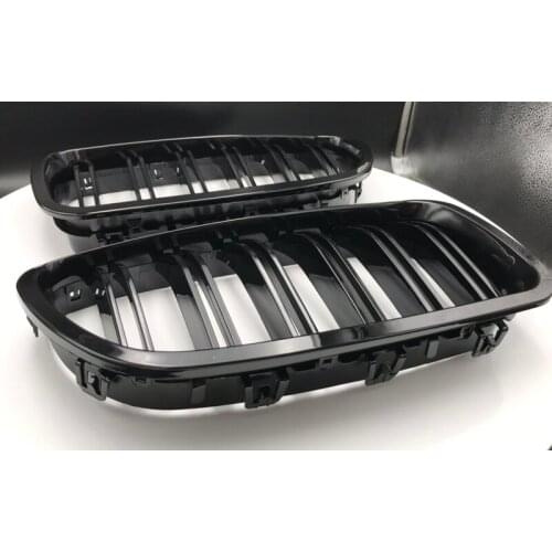 1 Pair Gloss Black Front Kidney Grill Double Line Grille for BMW F18 F10 F11 5 Series 2010-2014 Repair Part Grilles