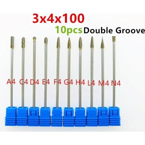 10pcs assorted 3x4x100mm tungsten carbide burr 3mm rob for dremel grinder grinding cutting