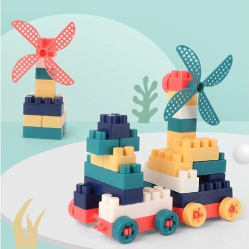100Pcs Childrens educational building block toys windwill Baby fun assembled and inserted DIY building blocks toys for kids