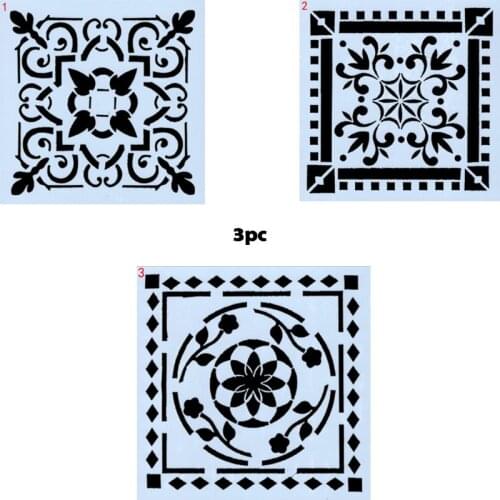 3pc Spray Flowers Painting Template DIY Decor Hollow Mold Scrapbook Graffiti Drawing Stencils Office School Supplies Reusable