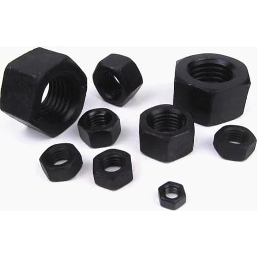 5/10/100pcs Metric Thread M2 M2.5 M3 M4 M5 M6 M8 M10 M12 M14 M16 Black Grade 8.8 Carbon Steel Hex Nut Hexagonal Nut Screw Nut