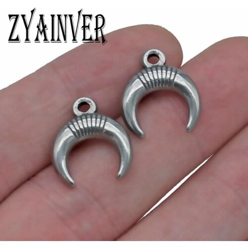5pcs/lot Pendant Horns Crescent Moon Stainless Steel Charm Pendants for DIY Connector Necklace Jewelry Making Supplies Findings