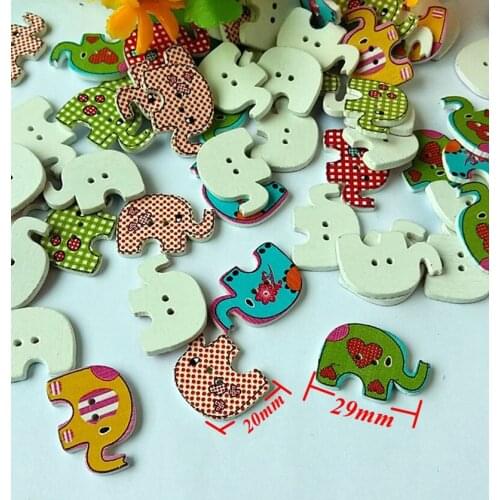 50pcs fashion bulk buttons Elephant Randomly Mixe Decorative Wooden Buttons / kids clothing sewing Supplies accessories botones