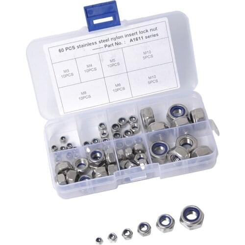 60 Pcs. Nuts Set M3-M10 Universal Stainless Bolts Nuts With Storage Box
