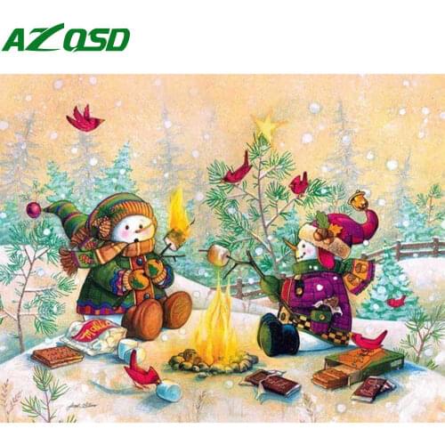 AZQSD Diamond Embroidery Cartoon Cross Stitch Kits Needlework Diamond Painting Snowman Full Square Drill Home Decoration