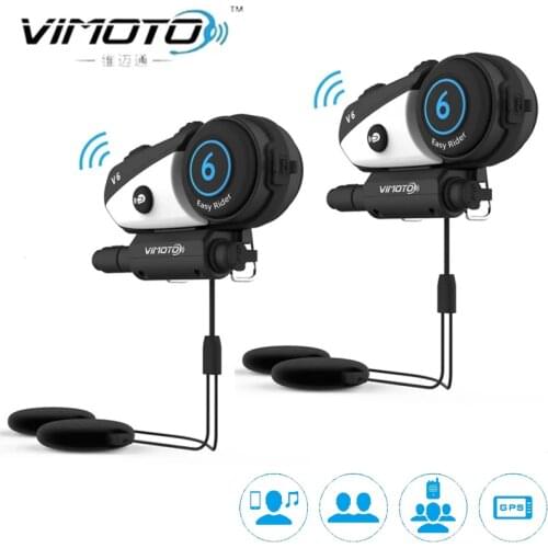 Vimoto English Version V6 Motorcycle Helmet Headset Bluetooth Stereo Headphone Multipoint Connection BT Interphone