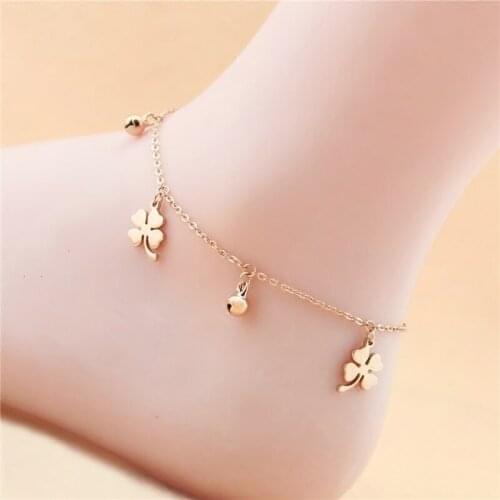Flower-shaped Bell Anklets Titanium Steel Rose Gold Anklet Girls Anklet gift accessories