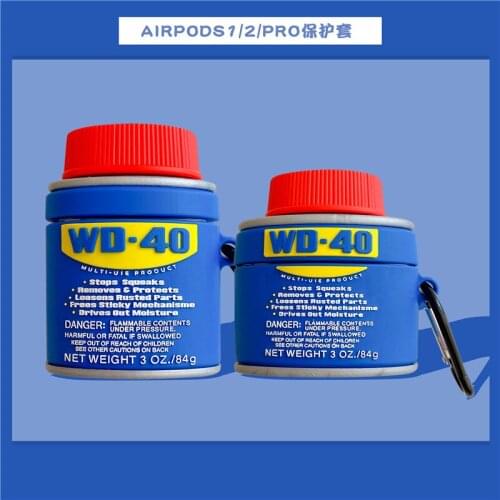 Creativity 3D WD-40 Lubricating Oil Silicone Case Box for Airpods 1 2 Pro Protective Bluetooth Wireless Earphone Cover