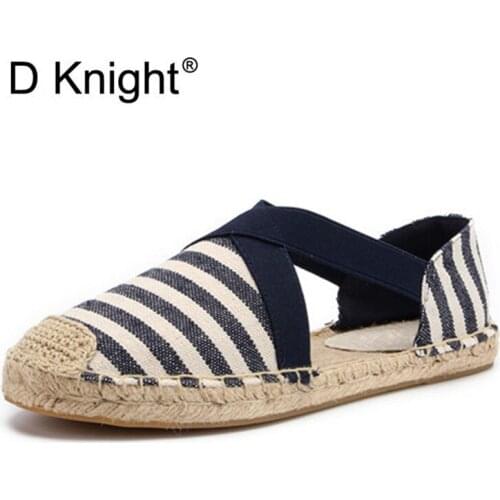 Fashion Stripes Women Espadrilles Shoes Comfortable Seasons Canvas Flats Woman Casual Loafers High Quality Fisherman Big Size 41