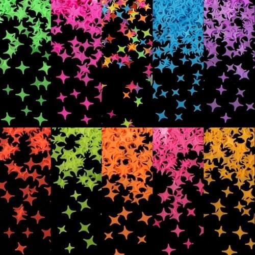 Fluorescent Four-Pointed Star Glitter Sequins Epoxy Resin Art Decoration Neon Starry Handicraft Jewelry Making Nail Art Supplies