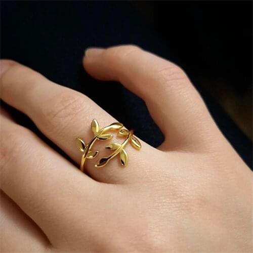 FNIO Bohemian Personality Gold Silver Color Leaf Rings For Women Wedding Jewelry Adjustable Antique Finger Ring Gift