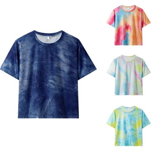 Tie-dyed Print Womens Tops And Blouses Summer Tank Blouses Femme Blouses For Women Ladies Short Sleeve Blusas Mujer De Moda 2021