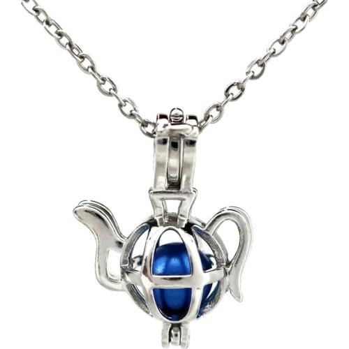 K812 Copper Magic Lamp Beads Cage Pendant Pearl Aroma Essential Oil Diffuser Locket Necklace