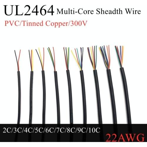 Sheathed Wire Cable 22AWG Channl Audio Line 2 3 4 5 6 7 8 9 10 Cores Insulated Soft Copper Cable Signal Control Wire UL2464