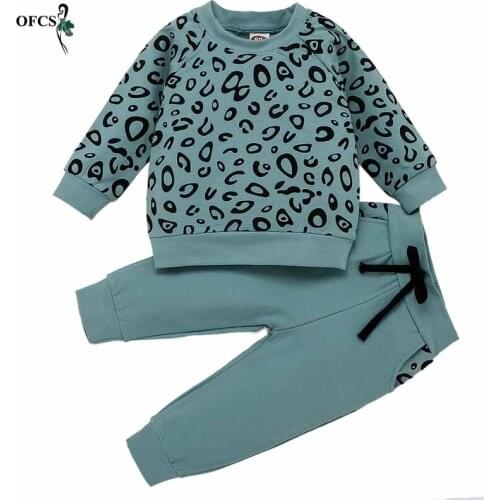 NEW Autumn Baby Girl Clothes Childrens suit Leopard print Velvet Long-sleeved Top+Pants 2PCS Christmas Outfits Girls Warm Suits