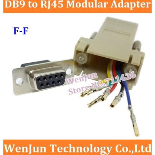 DHL Free Shipping DB9 Female to RJ45 Female F/F RS232 Modular Adapter Connector Convertor Extender
