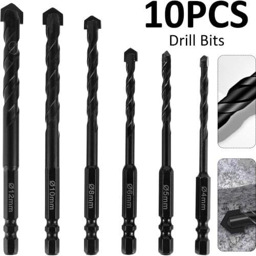 10pcs Drill Bit Set High Speed Stee Woodworking Tools Wood Punching Slotting Sets Of Hand Tools Multi Function Metal Drills