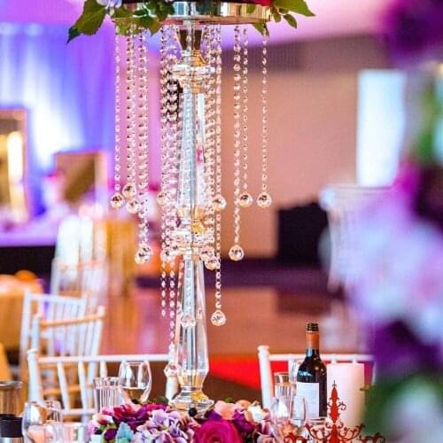 2022 New 70cm Tall Crystal Table Centerpiece Wedding Chandelier acrylic flower stand table center decor