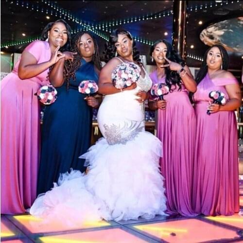 New Black Girl African Elegant Wedding Dresses Plus Size Beaded Cheap Mermaid Wedding Gowns princess Wedding Dress luxury arabic