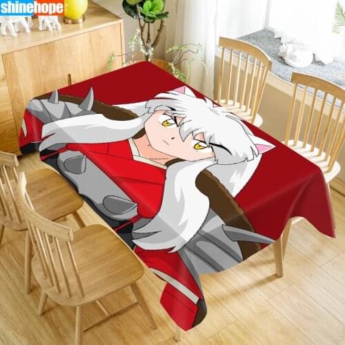 New Arrival Custom InuYasha Table Cloth Waterproof Oxford Fabric Rectangular Tablecloth Home Party Tablecloth