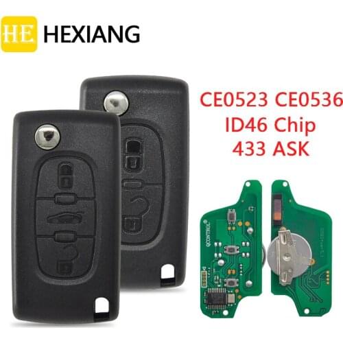 HE Xiang Car Remote Control Key For Peugeot 307 3008 308 408 Citroen C2 C3 C4 C5 ID46 Chip 433ASK CE0523 CE0536 Flip Key