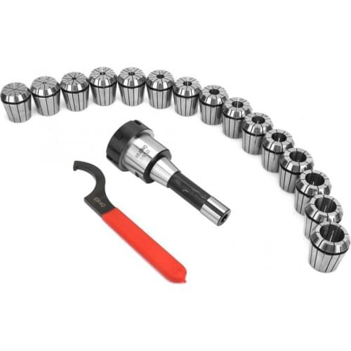R8-ER40 Collet Set R8 Shank Collet Chuck Handle + 15Pcs ER40 Collets For Milling Machines