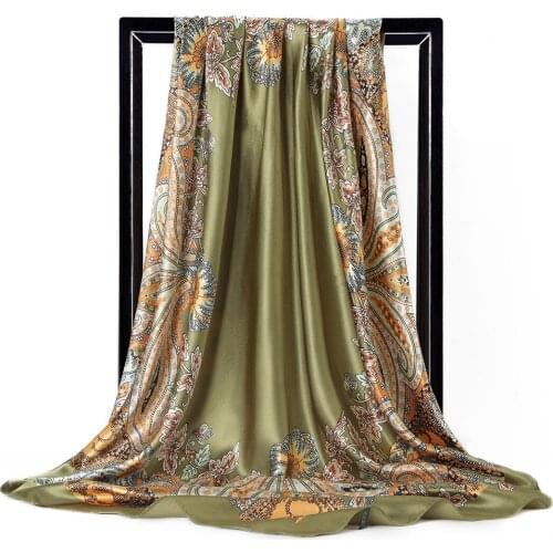 Luxury Brand Fabrics 90cm Kerchief Silk Scarves Scarf Women Spring Autumn New Style Printed Headscarf Wholesale chiffon hijab