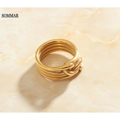SOMMAR ins Newest Arrival Gold Filled Goddess womens rings Character braided rope men ring Jewelry European Style
